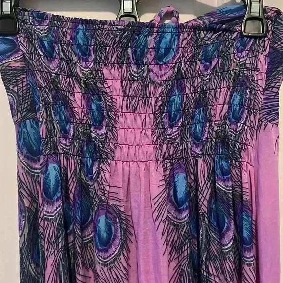 Global Fashion Inc size XL Keyhole Peacock Sundress Maxi Dress Juniors 🦚 NWT - Picture 5 of 8